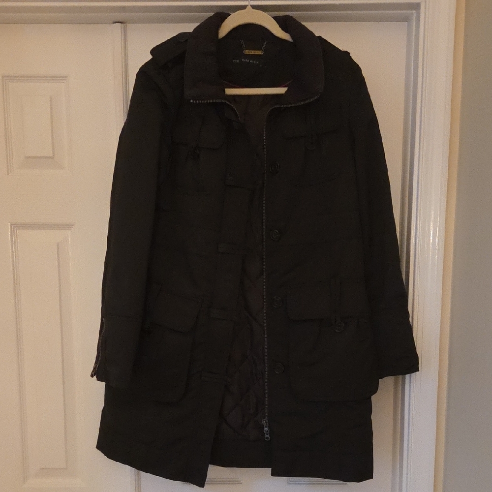 Zara Basic Jacket Deep Brown Hooded Jacket with Z… - image 4